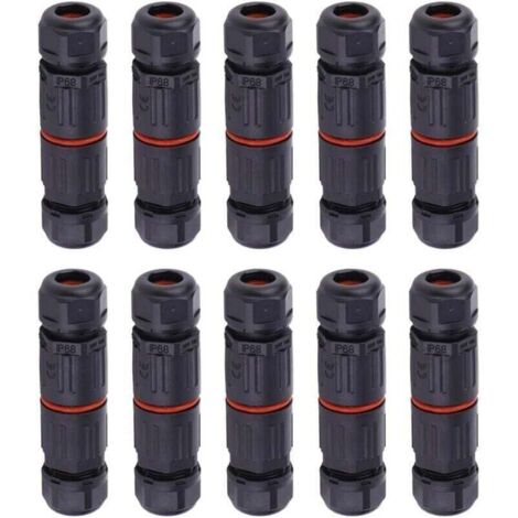 Conector de cable eléctrico impermeable IP68, 10 unidades, conector hembra de 3 pines, resistente al agua, para exteriores