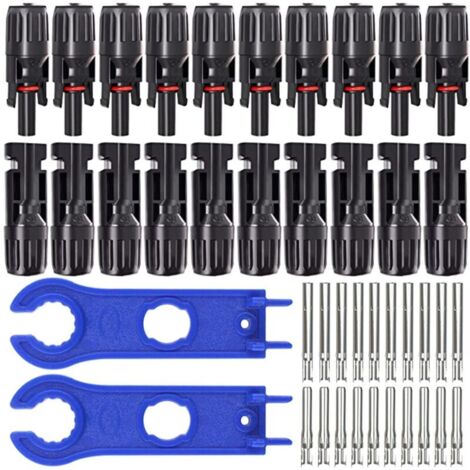 Conector de cable fotovoltaico (10 pares), conector PV, conector solar fotovoltaico con llaves hexagonales, conector solar macho + hembra para paneles solares, accesorios de cable.