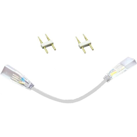 Conector de esquina para tiras LED - Conectores en L de 2 pines - Espaciado entre pines de 7 mm - Cable adaptador flexible de 90/360 grados