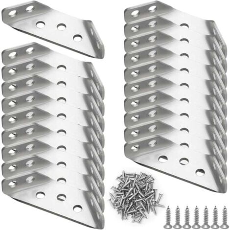 Conector de esquina universal para muebles de 20 piezas, soporte de esquina triangular multifuncional de acero inoxidable, conector de fijación de esquina, marco de soporte de muebles triangular, sopo