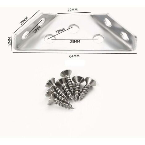 Conector de esquina universal para muebles, soporte de esquina triangular multifuncional de acero inoxidable, conector de fijación de esquina, marco de soporte triangular para muebles, soporte, 20 uni