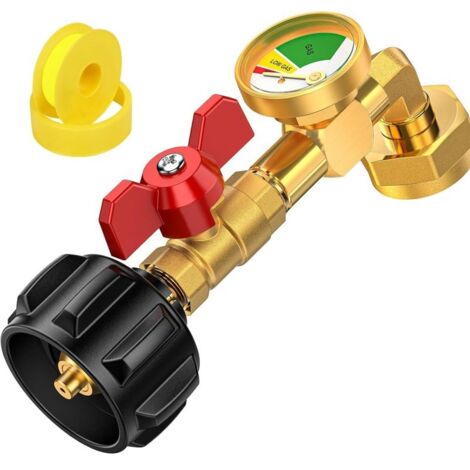 Conector de inflado de bombona de propano con adaptador de gas luminoso para reloj + materia prima chapada en oro