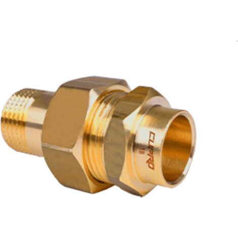 Conector de latón soldado con rosca macho/hembra CU 15x1/2".