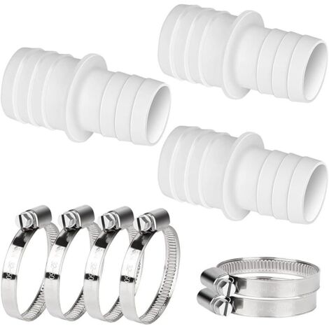 Conector de manguera de 38 mm de diámetro para abrazaderas de manguera de acero inoxidable para piscinas, 3+6 piezas