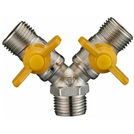 Conector de manguera de gas, divisor de manguera doble de latón, 2 vías