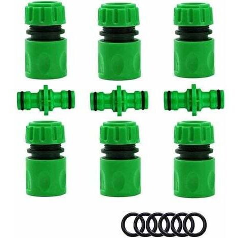 Conector de manguera de jardín, accesorios de conector de riego (6 conectores de manguera rápidos, 3 conectores macho dobles), kit de conexión rápida y fácil.