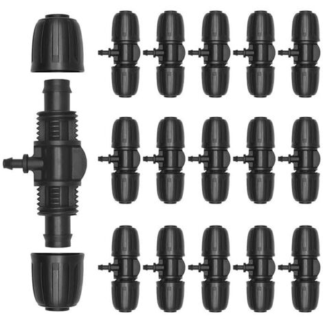 Conector de manguera de jardín CHOYCLIT de 15 piezas, conector en T con púas, para riego por goteo con tubería de riego de 1/2" a 1/4".