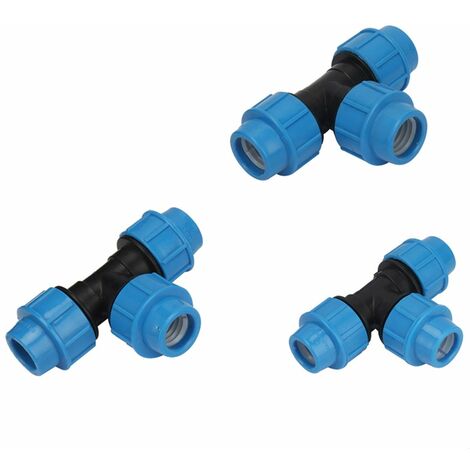 Conector de manguera de jardín de 20mm, conector en T de PE, diámetro exterior, interfaz de tubo de manguera de 20mm, accesorios sanitarios de 3 vías, 5 uds.