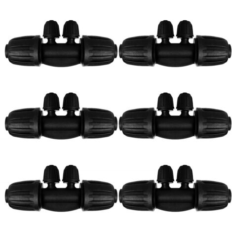 Conector de manguera de riego de 4 vías y 6 piezas para tubos de 13/16 mm a 4/7 mm, conector de manguera en forma de T con púas, conector de riego por goteo de 4 vías para jardín y césped.