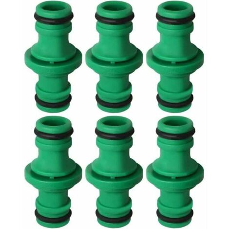 Conector de manguera doble de 6 piezas, conector de manguera macho doble, accesorios de tubería de plástico para unir tubos de manguera de jardín (verde)