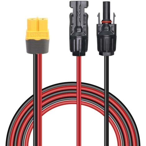 Conector de panel solar a cable adaptador XT60 de 12 AWG para generador solar portátil de RV (1,5 m/4,9 pies)