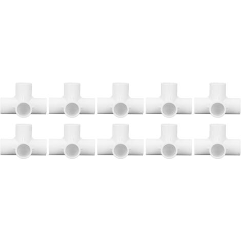 Conector de PVC de 4 vías, 25 mm, blanco – paquete de 10 unidades para muebles y construcciones modulares