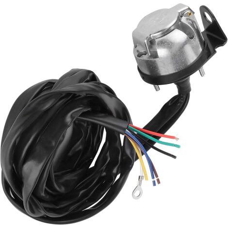 Conector de remolque, cable de enchufe de remolque, conector europeo de 7 pines, cable de 1,5 m para vehículos comerciales y semirremolques, color negro.