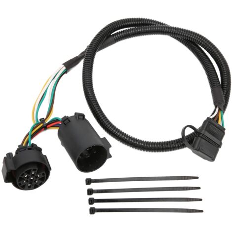 Conector de remolque de 7 pines + extensión de 4 pines, arnés de cableado para vehículo de 1,1 m con cubierta de conector de plástico y kit de fijación incluido.