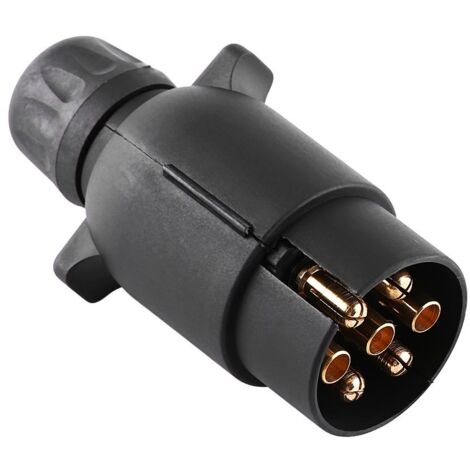 Conector de remolque de plástico tipo N de 7 pines y 12 V, conector de cableado redondo Keenso de 7 polos, conector resistente a la intemperie, conector de extremo de remolque negro para semirremolque