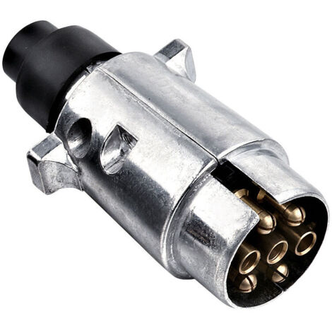 Conector de remolque metálico de 7 pines, impermeable, 12 V, para caravana, autocaravana, coche y barco (aleación de aluminio)