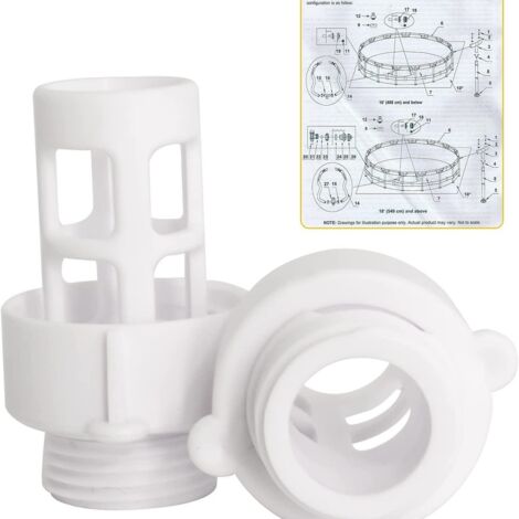 Conector de repuesto para tapón de drenaje de manguera de piscina redonda Intex 10184 (paquete de dos)