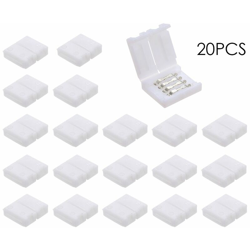 

Conector de tira de LED RGB de 4 pines, divisor rapido, paquete de 20, blanco