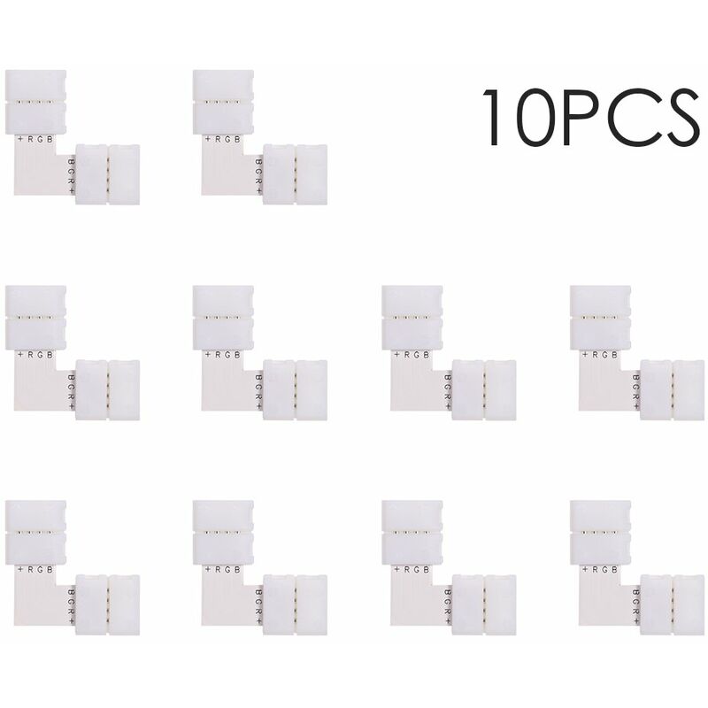

Conector de tira de LED RGB de 4 pines en forma de L, divisor rapido, paquete de 10, blanco