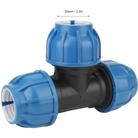 [Conector de tubería] [PE] [Pieza en T de 50 mm] [Conexión duradera] – Pieza en T de PE de 50 mm para tuberías de agua, duradera, resistente a la corrosión y fácil de instalar.