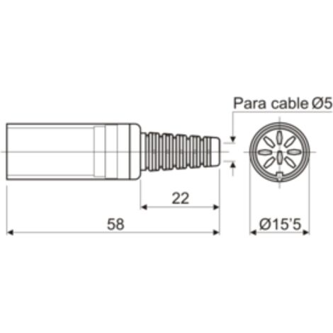 Conector DIN hembra de 5 contactos color negro Electro Dh 10.130/5/60 8430552007059