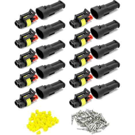 Conector eléctrico impermeable para coche, 10 unidades, 2 pines, para coche, camión, motocicleta.