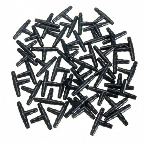 Conector en T de 100 piezas, conector en T de 4/7 mm, conector de riego de PVC