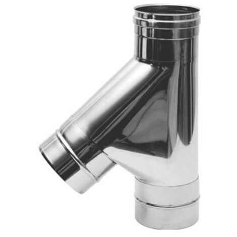 Conector en T de 135° de acero inoxidable M.M.F. Ø15 cm – Acero AISI 304 – Reducción de turbulencias de humos