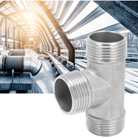 Conector en T de acero inoxidable con rosca macho de 1 pulgada para fontanería y materiales de construcción, Lote 1