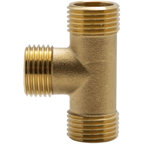 Conector en T de latón macho - macho 1-2