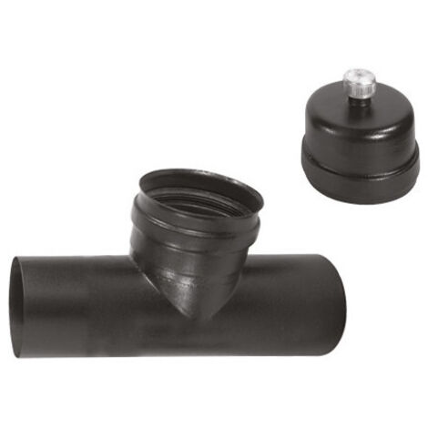 Conector en T F/F para estufas de pellet Ø8 cm – acero esmaltado negro mate – A.L.A.