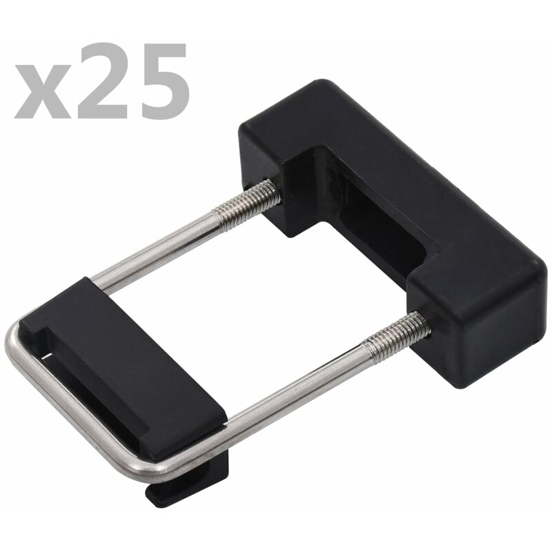 

Conector en U con plástico para postes de valla 25 sets 60x40mm - Plateado
