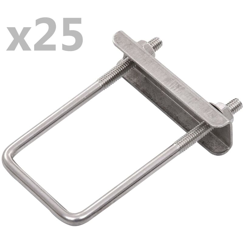 

Conector en U para postes de valla 25 sets 60x40 mm - Plateado