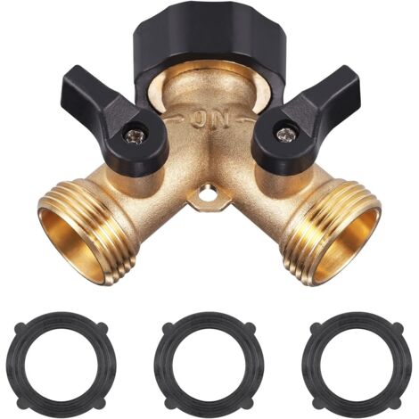 Conector en Y de 2 vías, racor de latón para manguera, para lavadora, jardín, patio, césped, cocina.