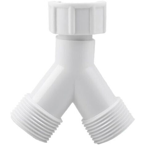 Conector en Y doble para lavadora y lavavajillas. Adaptador de desagüe con rosca de 3/4". Conector para grifo y electrodomésticos. Plástico reforzado de alta resistencia.