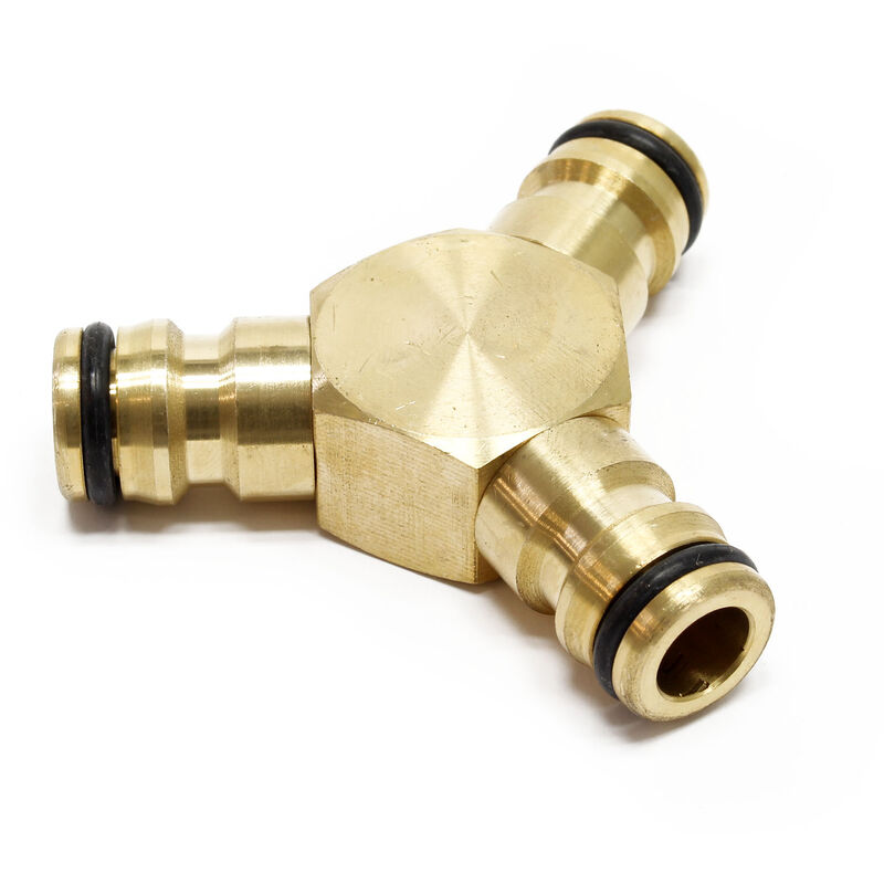

Conector en Y para manguera de riego Acoplamiento rápido de 3 vías para sistema clic de 16 mm