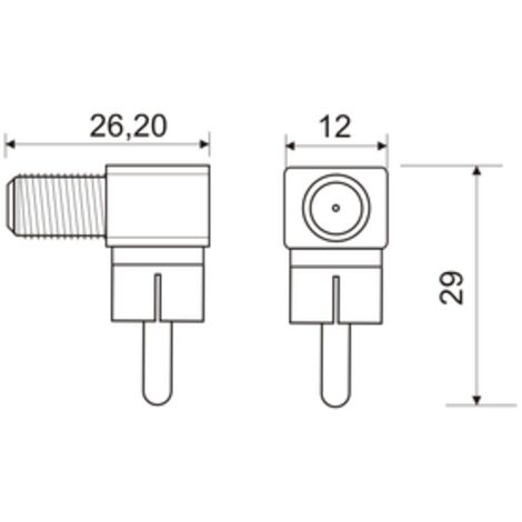 Conector "F" Hembra a RCA Macho acodado de Electro Dh 19.562 8430552119677