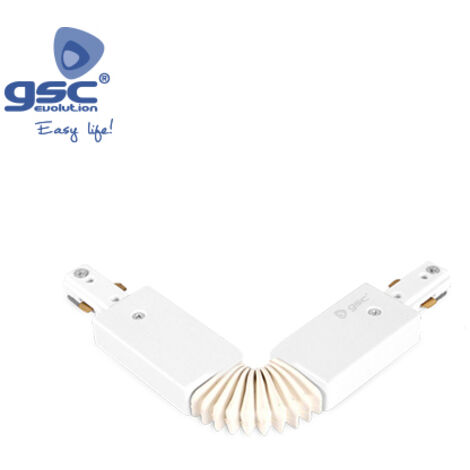 Conector flexible 3 vias Blanco para foco carril LED