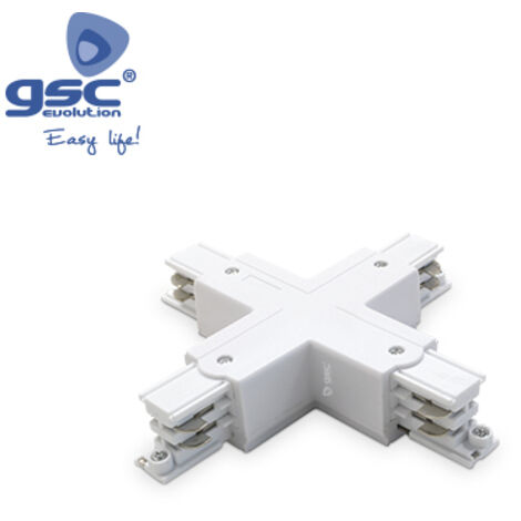 Conector forma 3 vias Blanco para foco carril LED