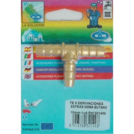 Conector Goma Butano En T Estria Goma 10Mm Laton S&M