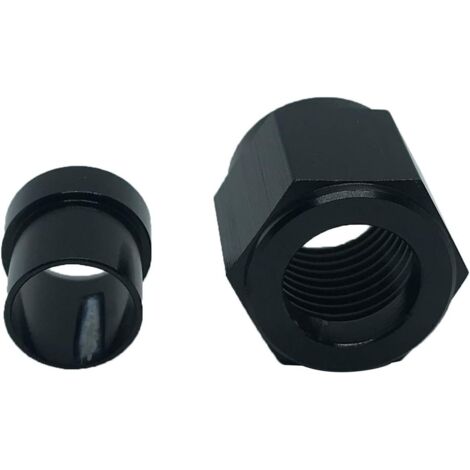 Conector hembra 6AN con tuerca y manguito de aluminio para mangueras de tubo de 3/8 de pulgada, adaptadores de línea, color negro.