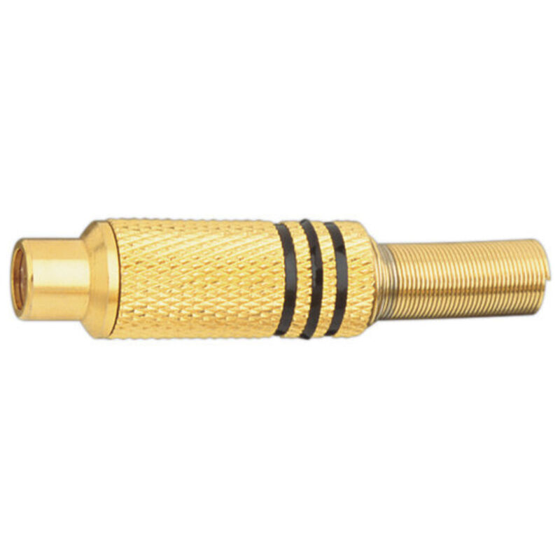 

Conector Hembra Coaxial RCA metálico Largo . Aros Amarillo 10.595/D/AM 8430552108800 - Electro Dh