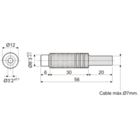 Conector Hembra Coaxial RCA metálico Largo Electro DH. Aros Amarillo 10.595/D/AM 8430552108800