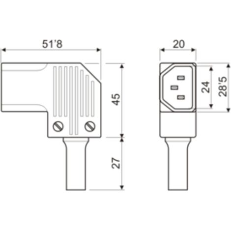 Conector IEC 320 macho de 25o V Electro Dh 31.239 8430552028139