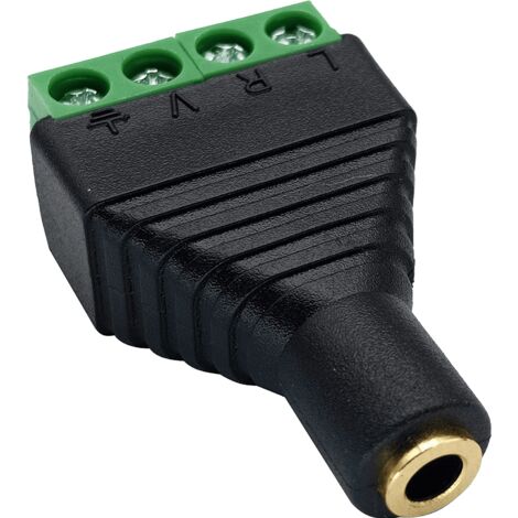Conector Jack 3.5 mm hembra TRRS terminal de tornillo 4 pin Negro