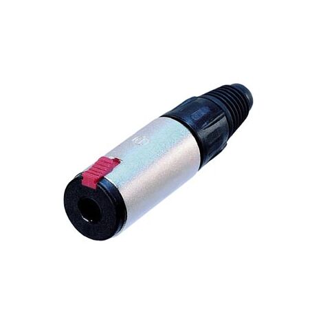 - CONECTOR JACK AÉREO, 3 POLOS HEMBRA, CONTACTOS PLATEADOS, CAJA NIQUELADO