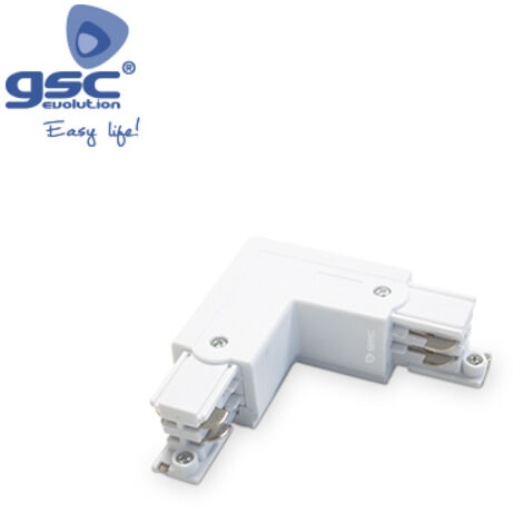 Conector L 3 vias Blanco para foco carril LED