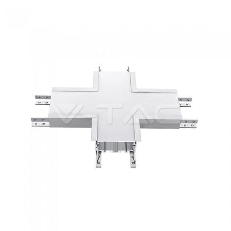 Conector LED lineal empotrable V-TAC de 16 W con chip Samsung en forma de X, plateado, blanco natural