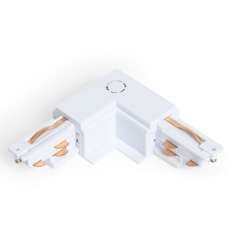 Conector 'Left Side' Tipo L para Carril Trifásico DALI Empotrable Aluminio Blanco