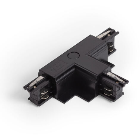 Conector 'Left Side' Tipo T para Carril Trifásico Empotrable Aluminio Negro